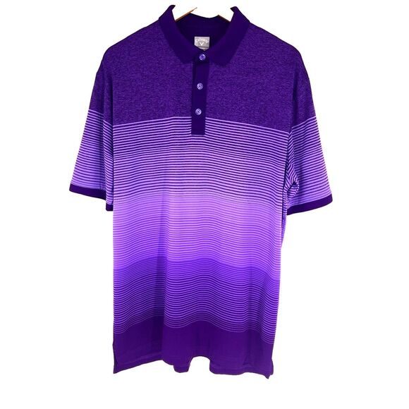Callaway Other - CALLAWAY Men's Opti-Dri Polo Size L Purple Stripe Collared Button Short Sleeve